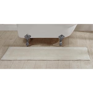 Lux Collection Ivory 20 in. x 60 in. 100% Cotton Reversible Race Track Pattern Bath Rug