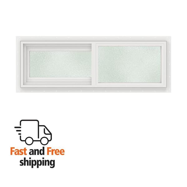 V-2500 36 in. x 12 in. White Vinyl Nailfin Sliding Window with Low E, Argon, Screen, and No Grids