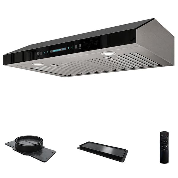 30 in. 900 CFM Ducted Under Cabinet Gesture Control Range Hood in Black Glass with 2 LED Lights