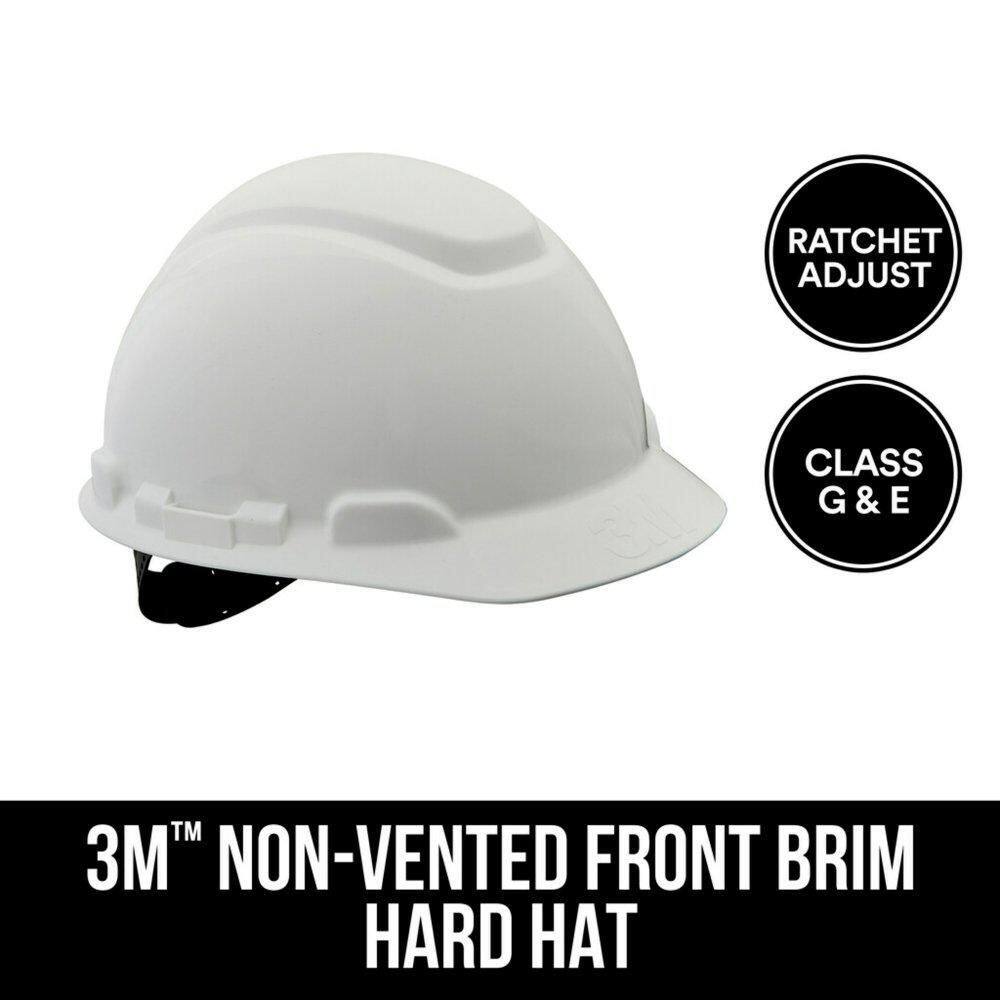 3M White NonVented Hard Hat with Ratchet Adjustment (Case of 6) CHHR