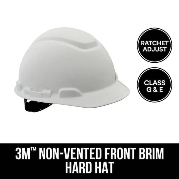 3M White Non-Vented Hard Hat with Ratchet Adjustment (Case of 6)