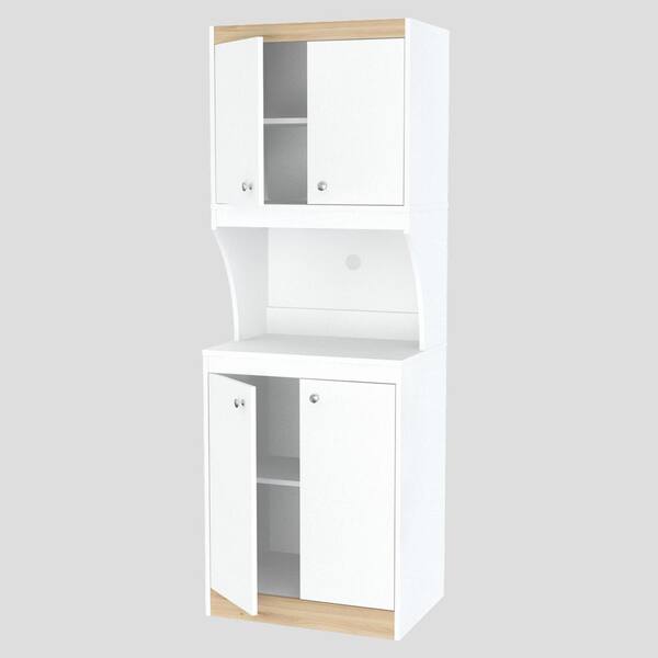Inval 70.86 in. W x 66.93 in. H x 14.49 in. D Kitchen Storage Utility Cabinet in White and Vienes Oak (3-Piece)