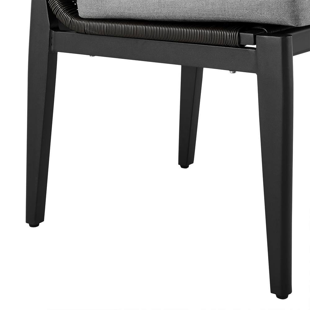 Grand Black Aluminum Dining Chair with Gray Cushions, Set of 2