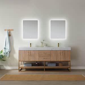 Alistair 72 in. W x 22 in. D x 33.9 in. H Bath Vanity in Oak with White Stone Vanity Top with Basin