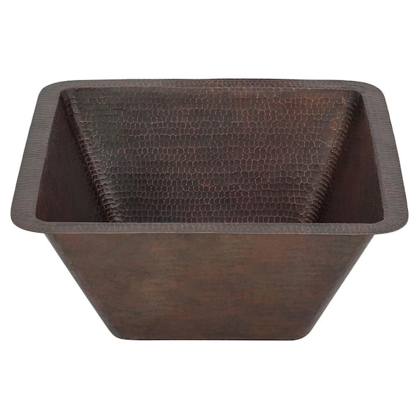 Bronze 16 Gauge Copper 17 in. Undermount Square Bar Sink
