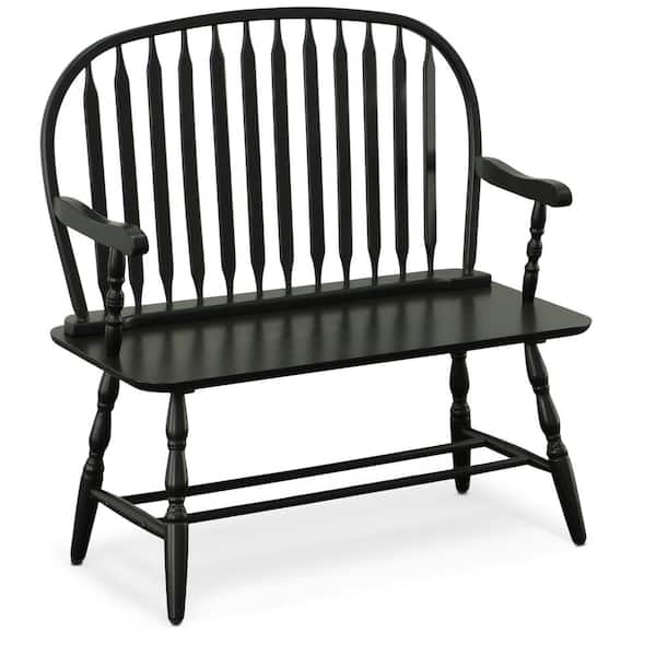 Carolina Cottage Windsor Antique Black Bench