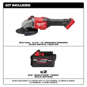 M18 FUEL 18V Lithium-Ion Brushless Cordless 4-1/2 in./6 in. Braking Grinder w/(2) 6 Ah FORGE Batteries