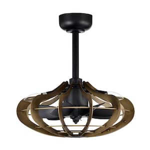 Mia 18 in. 3-Light Indoor Matte Black and Faux Wood Grain Finish Ceiling Fan with Light Kit