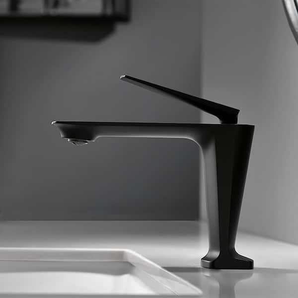 Modern Single Hole Bathroom Sink Faucet Solid Brass 1-Handle Basin Mixer Black 