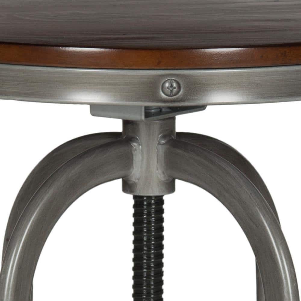 Burnt Oak and Antique Iron Adjustable Swivel Stool