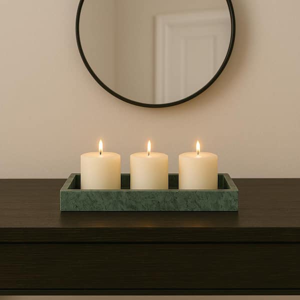 Green Rectangle Marble 11.75 in. Decorative Candle Tray
