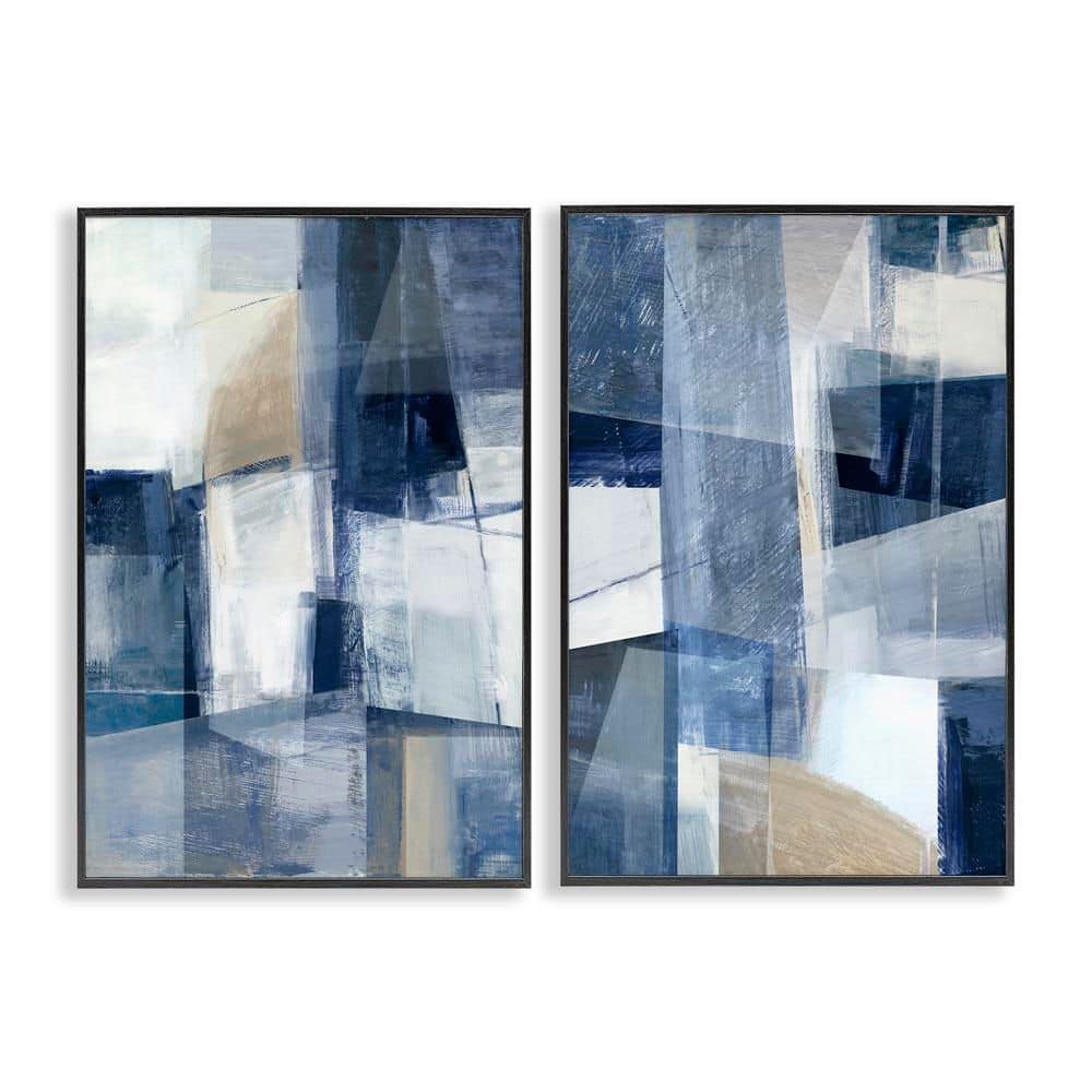 Blue and Neutral Geometrics by Hannah Dawson 2 Pieces Black Framed Abstract Giclee Art Print 18 in. x 12 in. price history on PriceWatchPro