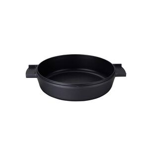 ALUMINUM ROUND LOW CASSEROLE PAN WITH WOOD MOULDING HANDLE 9.5 inch