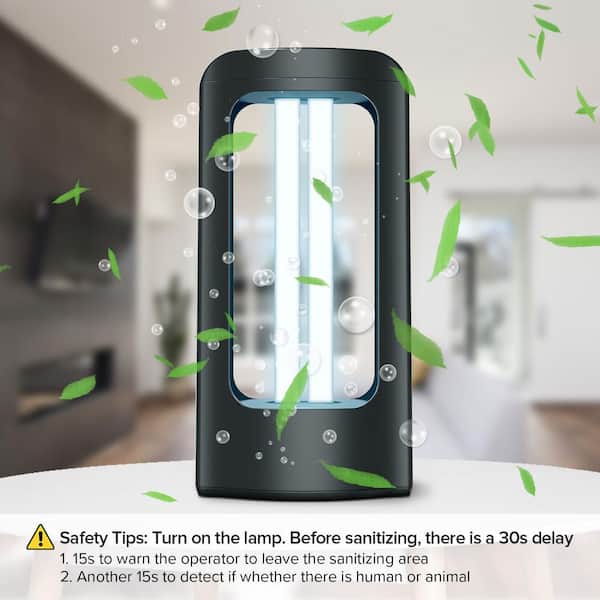 SANSI 18W Integrated LED UV Sanitizer Black 2 T5 Base Light Bulbs