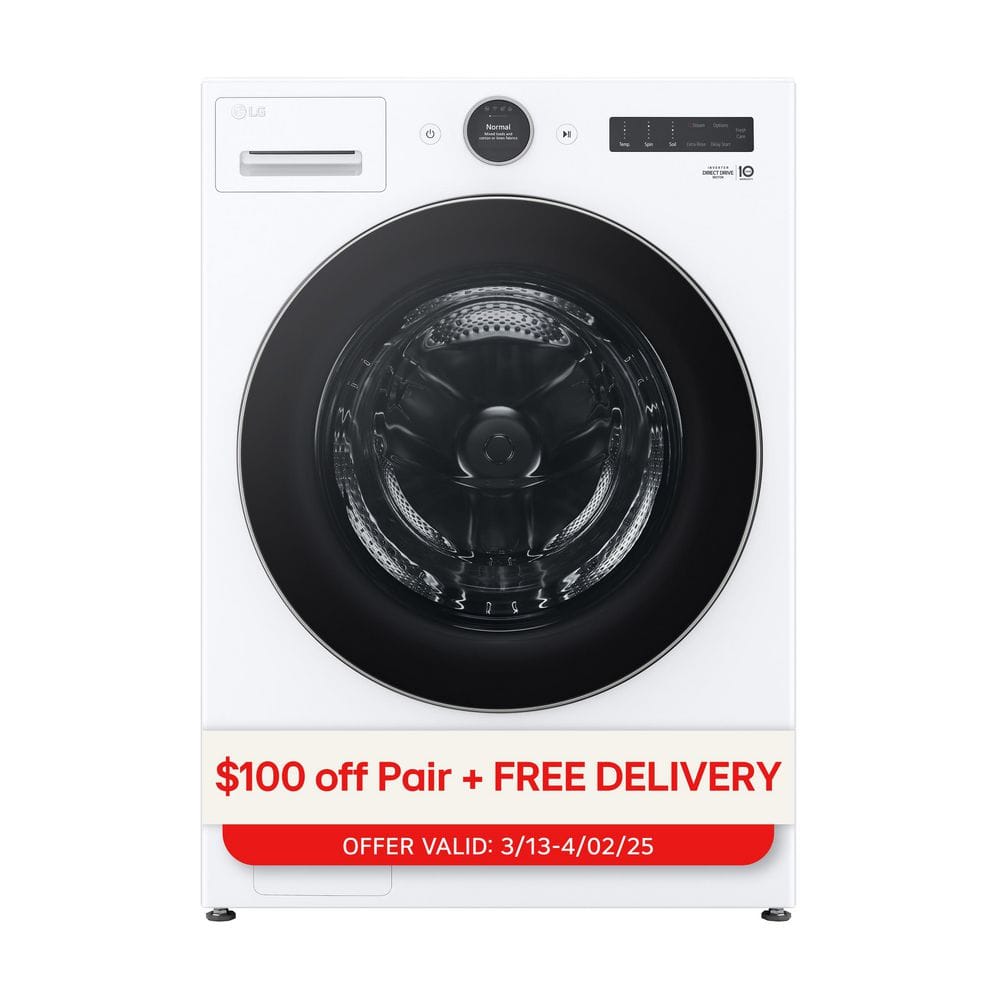 White High Efficiency Smart Front Load Washer with Steam Setting