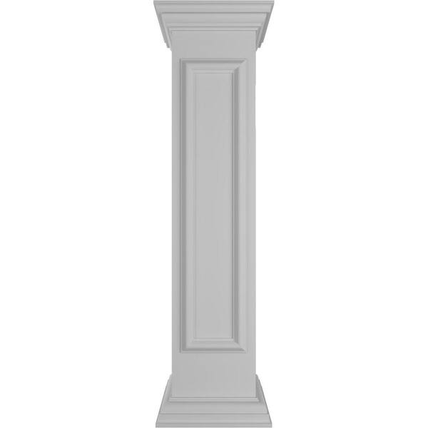 Ekena Millwork Straight 48 in. x 10 in. White Box Newel Post with Panel, Flat Capital and Base Trim (Installation Kit Included)