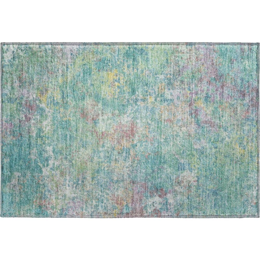 Mayfield Premium Machine Washable Abstract AMF2166 Teal 2 ft. x 3 ft. Accent Rug price history on PriceWatchPro