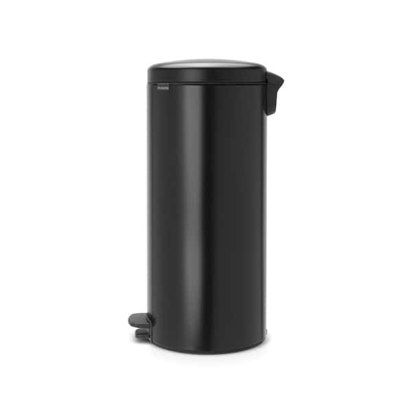 Brabantia NewIcon 8 Gallon (30L) Matte Black Steel Step On Trash