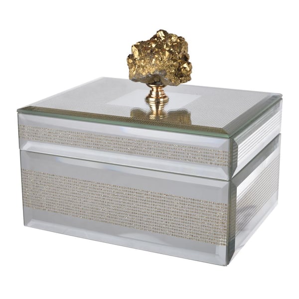 Afoxsos Silver Decorative Storage Boxes With Lids