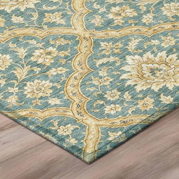Chantille Machine Washable Indoor/Outdoor Abstract ACN3139 Teal 2 ft. x 3 ft. Accent Rug