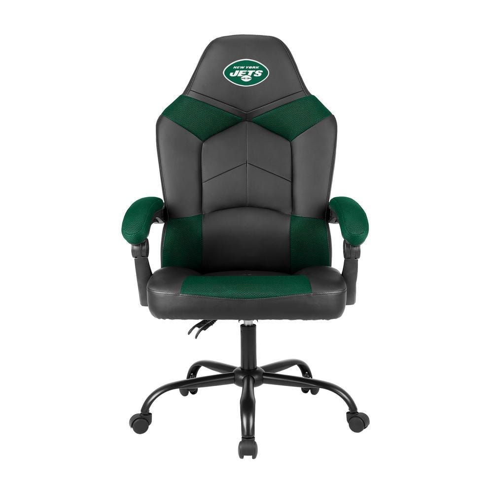 New York Jets Black Polyurethane Oversized Office Chair with Reclining Back