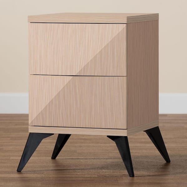 Baxton Studio Draper Light Brown 2-Drawer Nightstand