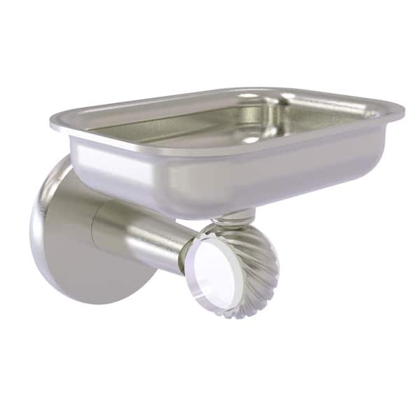 Clearview Wall Mounted Soap Dish Holder with Twisted Accents in Satin Nickel
