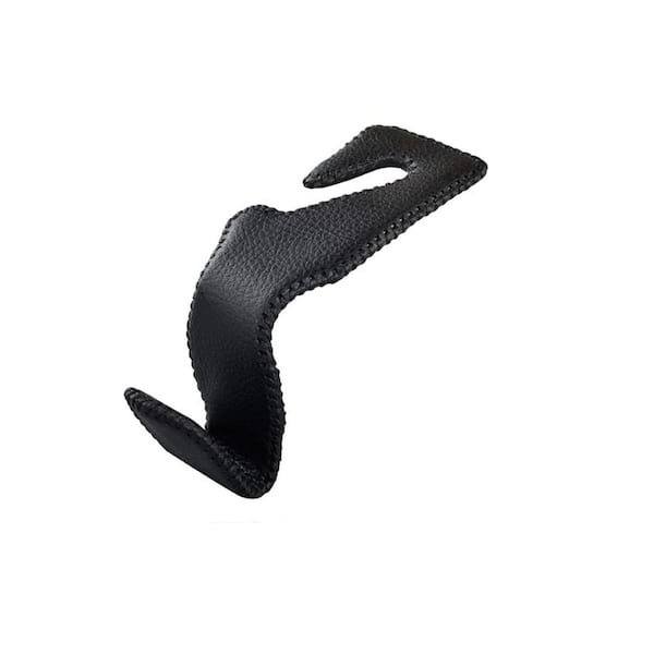Black Microfiber Leather Headrest Hanger Hook 1 Pack, Stainless Steel, Holds 45 lb, No Tools Installation