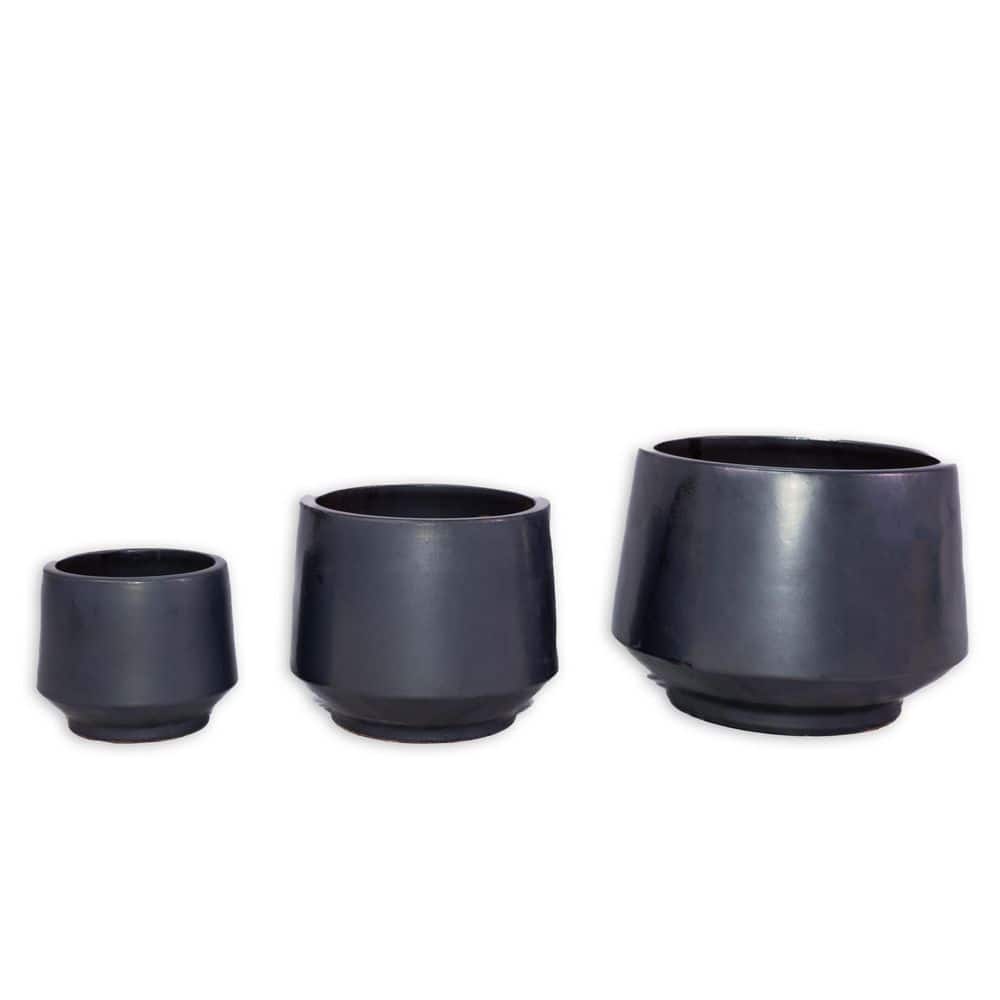 Timothy 6.1 in., 8.07 in. and 10.63 in. Tall Antique Gray Round Ceramic Patio Outdoor Planter Set (3-Pack) price history on PriceWatchPro