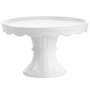 Elevated 1-Tier 8 in. White Small Stoneware Cake Stand