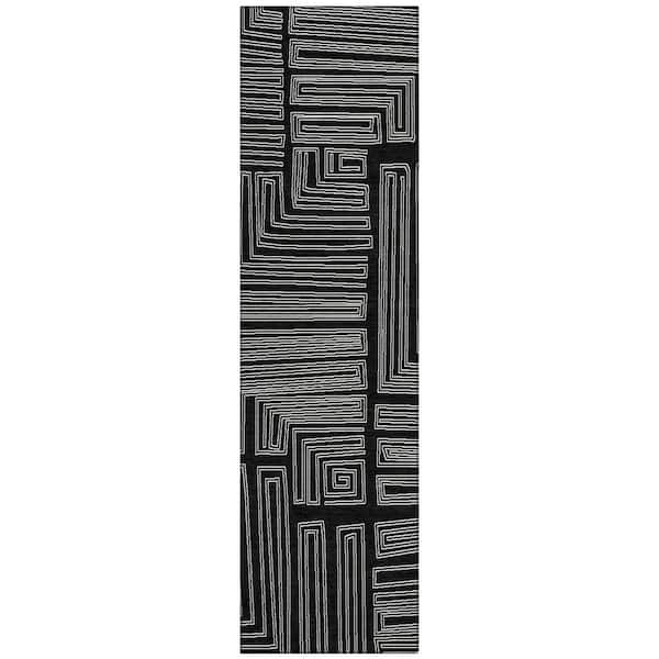 Chantille Machine Washable Indoor/Outdoor Abstract ACN1045 Black 2 ft. 3 in. x 7 ft. 6 in. Area Rug