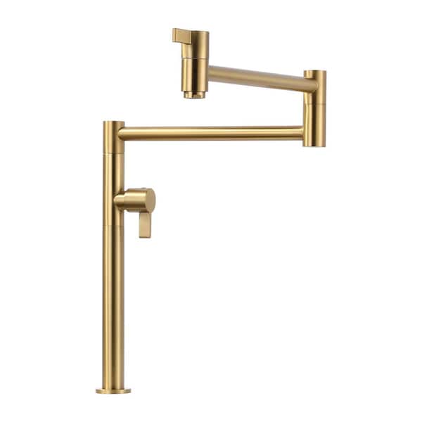 ALEASHA Deck Mounted Pot Filler with Double Joints in Brushed Gold