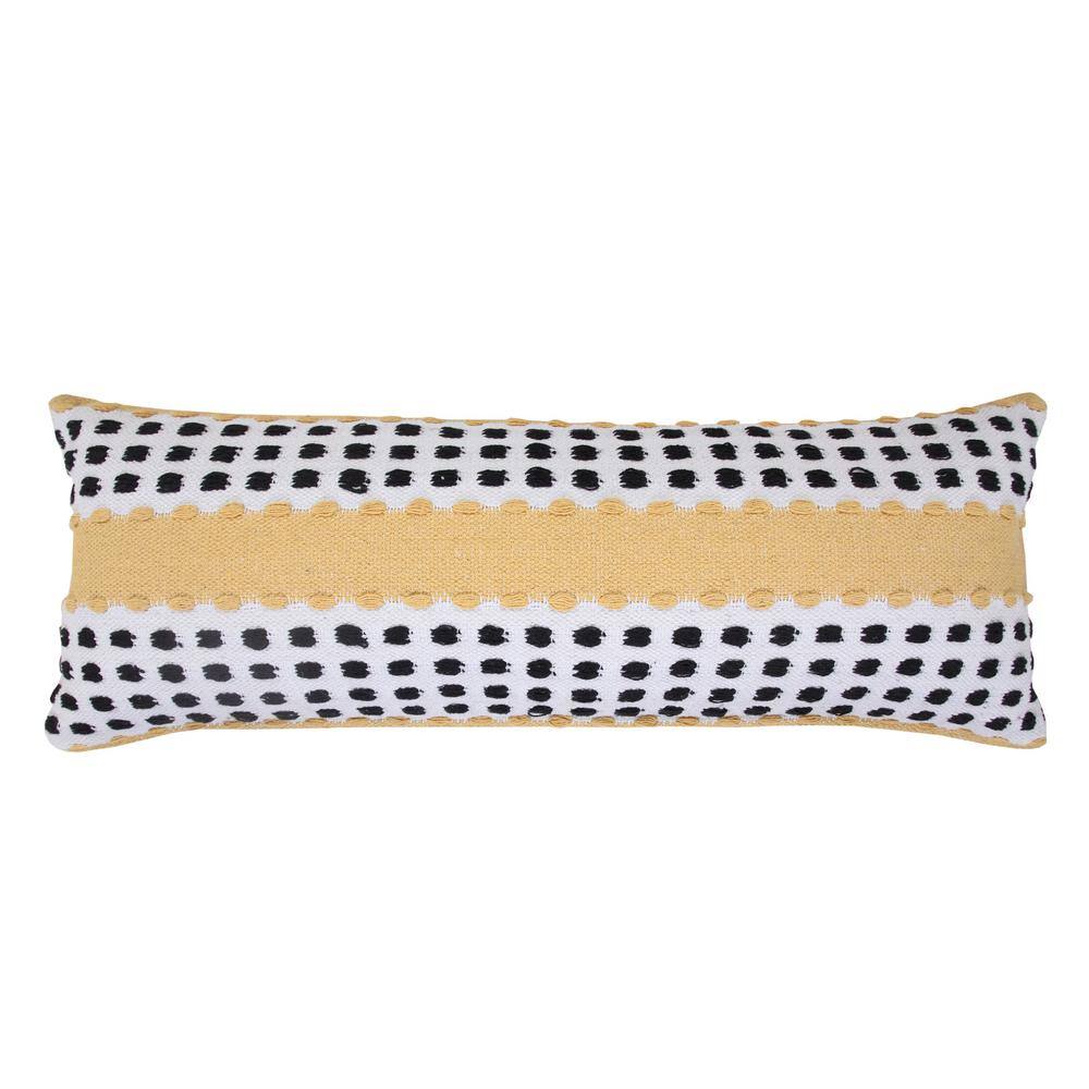 Metropolitan Yellow Black White 36" Industrial Woven Lumbar Pillow