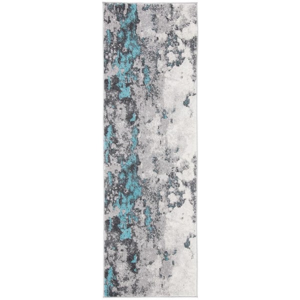 SAFAVIEH Adirondack Turquoise/Gray 3 ft. x 8 ft. Distressed Abstract Runner Rug