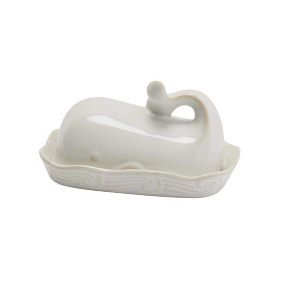 Storied Home 4 .8 oz. White Stoneware Butter Dishes (Set of 2) EC1383 - The Home Depot