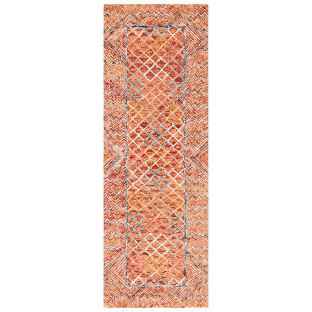 SAFAVIEH Aspen Gold/Pink 2 ft. x 9 ft. Chevron Border Runner Rug