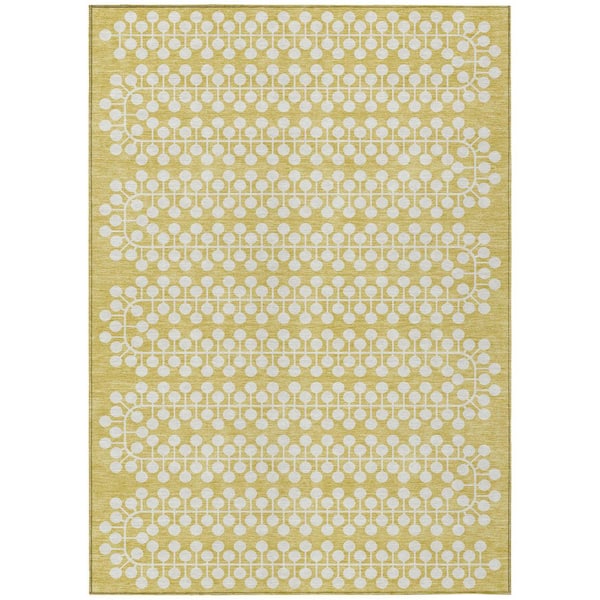 Chantille Machine Washable Indoor/Outdoor Abstract ACN2247 Gold 5 ft. x 7 ft. 6 in. Area Rug