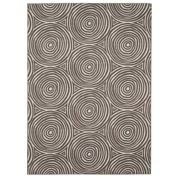 Ordaz Ivory and Brown 2 ft. W x 3 ft. L Washable Polyester Indoor/Outdoor Area Rug