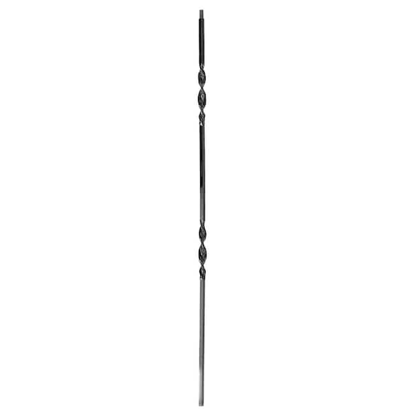 arteferro 44 in. x 1/2 in. Smooth Bar Dual 6 3/4 in. Ribbon Twist 4 in Shadow Grey Powder Coated Wrought Iron Metal Stair Baluster