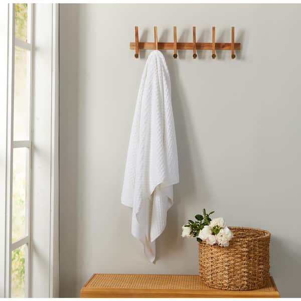 FRESHFOLDS White Cotton Lattice Textured Single Bath Sheet