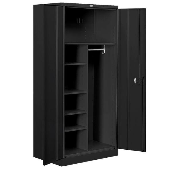 Salsbury Industries 36 in. W x 78 in. H x 24 in. D Combination Heavy Duty Storage Cabinet Assembled in Black