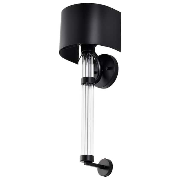 SATCO Teagon 8 in. 1-Light Matte Black Wall Sconce with Metal Shade