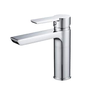 Single Handle Single Hole Bathroom Faucet with Supply Lines and Spot Resistant in Chrome