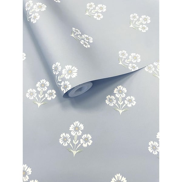 Walls Republic Blue Timeless Bloom Floral Wallpaper Print Non-Woven Non-Pasted Textured Wallpaper 57 sq. ft.