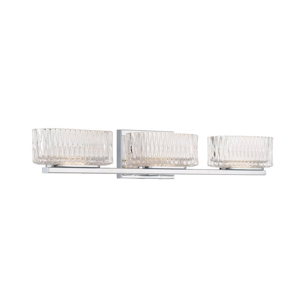 Sparren 26 in. 3-Light Chrome LED Vanity Light Bar with Clear Pressed Glass Shades price history on PriceWatchPro
