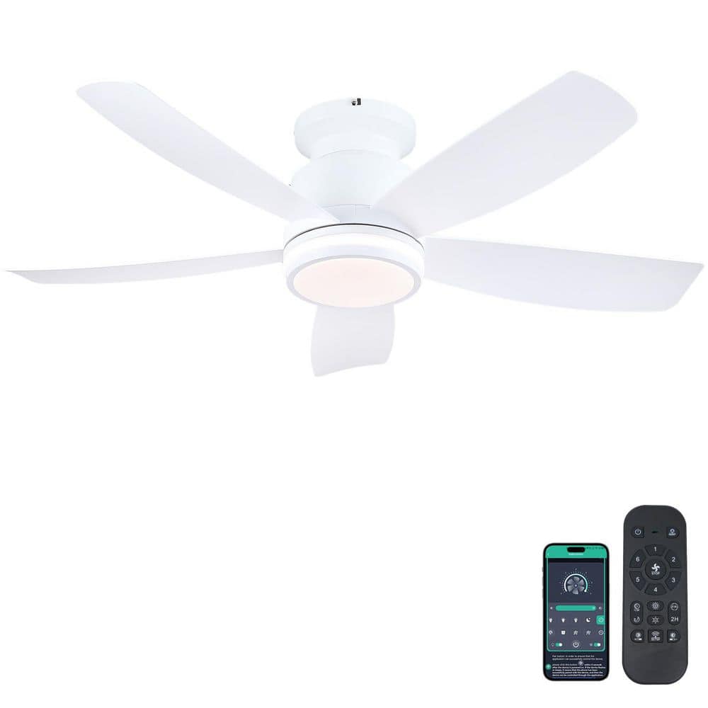 【FF】ライトアイボリーファンデーション Kviflon 41 in. Indoor/Outdoor Flush Mount White Ceiling Fan with