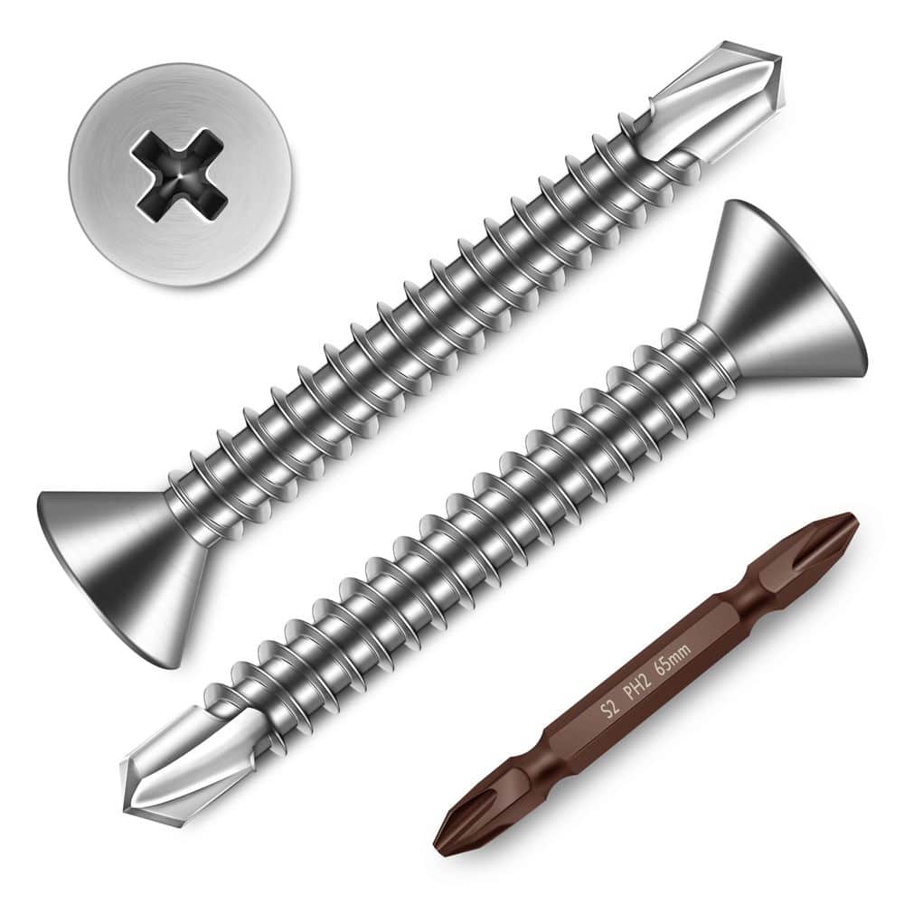 "#10 x 1-1/2 in. Silver 410 Stainless Steel Phillips Flat Head Self Drilling Sheet Metal Screws (150-Pack)" price history on PriceWatchPro