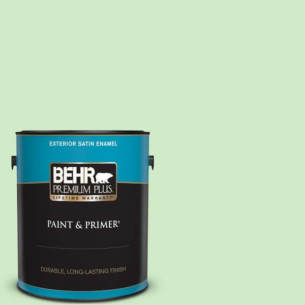 BEHR PREMIUM PLUS 1 gal. #440A-3 Mint Frappe Satin Enamel Exterior Paint & Primer