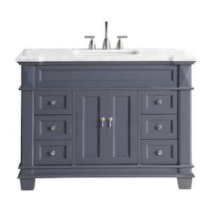 Dorian 48 in. W x 22 in. D x 35.63 in. H Single Sink Freestanding Bath Vanity in Charcoal Gray with Carrara Marble Top