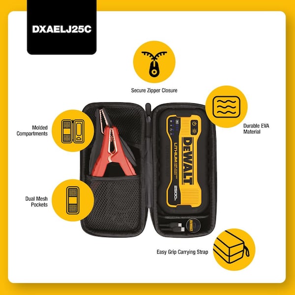 2500 Peak Amp Lithium Jump Starter with USB Power Bank and Carrying Case